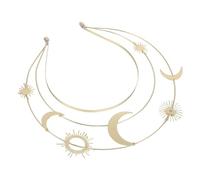 OATIPHO Diadème de Déesse Grecque Doré à Trois Niveaux Étoiles et Lune Serrage-Tête Médiéval Léger pour Fête Anniversaire et Bal Accessoire Coiffure Couronne Halo Unique