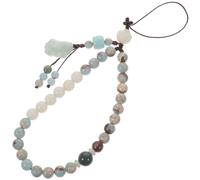 OATIPHO Dragonne pour Téléphone Portable en Agalmatolite Verte Courte Style Chinois Cordon Bodhi Chaîne de Poignet Accessoire Léger pour Clé USB Bijoux et Petits Objets