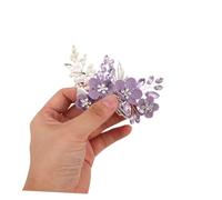 OATIPHO Élégant Pince à Cheveux Mariage Fleur Violette Cristal Barrette Nuptiale Confortable et Accessoire Romantique pour Mariée et Demoiselles