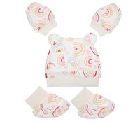 OATIPHO Ensemble Bonnet en Coton Bébé, Chapeau Anti-griffures -né, Taille Unique, Couleurs Lumineuses, Kit Naissance Pratique pour Sortie et Présent Bébé