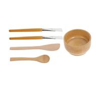 OATIPHO Ensemble de Bols pour Masques Faciaux Bois Naturel Kit DIY Pinceaux Spatule Cuillère Portable Léger Adapté Maison Voyage Trousse Maquillage Surface