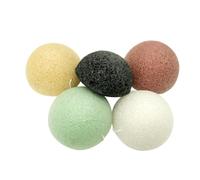 OATIPHO Éponge Visage Au Charbon Naturel 5 Pièces Multicolore, Douce Et Végétale, Adaptée Aux Peaux Sensibles, Nettoyage Quotidien Visage