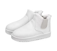 OATIPHO Hiver Femme Courtes à Doublure Peluche Chaude Bottines Neige Confortables pour Marche et Activités Extérieures Blanc