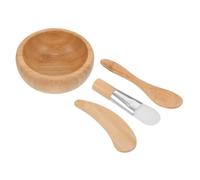 OATIPHO Kit Bol et Pinceau pour Masque Facial en Bois, Ensemble D'accessoires Cosmétiques DIY pour Femmes, Bol Mélangeur Pratique pour Soins du Visage à Domicile