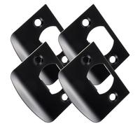 OATIPHO Kit de 4 Plaques de Gâche en Acier Inoxydable Noir d-Type pour Renfort de Porte Plaque de Renfort de Porte Compatible Pêne Dormant Installation Sécurisée