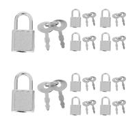 OATIPHO Lot de 10 sets de Cadenas Pirates en Métal Argenté avec Clé Mini Cadenas pour Coffre Valise Boîte à Bijoux et Boîte à Outils Résistant aux Intempéries pour Voyage et Rangement