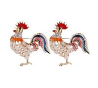 OATIPHO Lot de 2 Broches Coq en Œil-de-Chat avec Cristaux Intégraux, Épingles Vintage en Émail, Accessoires Bijoux Femme Élégants pour Vêtements et Tenues Mode, Décoration Polyvalente