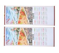 OATIPHO Lot de 2 Calendriers Muraux Traditionnels Chinois 2026 Année du Cheval en Style Rouleau Calendrier Lunaire Quotidien Feng Shui Phases Lunaires et Signes du Zodiaque Décoration