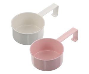 OATIPHO Lot de 2 Dosettes pour Lessive Liquide et Poudre en Fer Robuste, Cuillères à Soupe Ergonomiques Rose et Blanc, Doseurs pour Seau à Lessive Adaptés au Dosage Précis et Rangement
