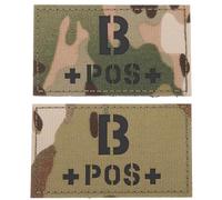 OATIPHO Lot de 2 Écussons Militaires à Scratch Groupe Sanguin B Positif Camouflage Patchs Réfléchissants en Nylon Résistant pour Vêtements Paquet à Dos et Accessoires Tactiques