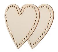 OATIPHO Lot de 2 Fonds de Paquet en Bois Forme Cœur pour Crochet Kit Macramé DIY, Mini Base Bois Kaki, Loisirs Créatifs, Fabrication Panier Tissage, Usage Polyvalent Artisanat