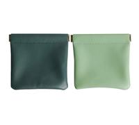 OATIPHO Lot de 2 Mini Pochettes de Rangement en Cuir PU, Porte-Monnaie Souple Pratique, Couleur Vert Clair et Vert Foncé, Compactes et Légères, pour Bureau, Voyage et Quotidien