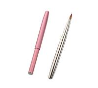 OATIPHO Lot De 2 Pinceaux De Maquillage Fibres Capuchon Rétractable, 12 Cm, Brosse à Sourcils Angle Biseauté Rose, Pinceau Lèvres Pointe Fine Argenté, Pour Maquillage Quotidien Et Professionnel