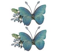 OATIPHO Lot De 2 Pinces à Cheveux Brodées Bleu Petites Barrettes Bec De Canard Femmes Filles Accessoires Coiffure Fête Présent