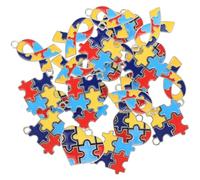 OATIPHO Lot de 24 Pendentifs en Alliage Coloré pour Sensibilisation à L'Autisme Breloques Puzzle DIY pour Création de Bijoux Matériel pour Colliers Bracelets et Décorations à Suspendre