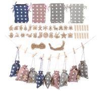 OATIPHO Lot de 24 set de Paquet Présents de Noël en Toile de Jute Chiffres Petits Sachets pour Bonbons Biscuits et Friandises Décoration Festive pour Calendrier de L'Avent Emballage