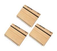 OATIPHO Lot de 3 Cahiers à Spirale avec Stylo, Couverture Rigide en Bambou, Pages Lignées 70 Feuilles, Carnet de Bureau et Prise de Notes pour Étudiants et Professionnels, Fournitures