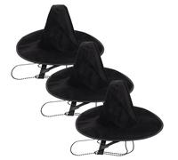 OATIPHO Lot de 3 chapeaux larges avec sangle réglable pour déguisement d'Halloween Noir