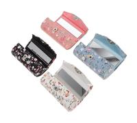OATIPHO Lot De 4 Boîtes à Rouge à Lèvres Brodées Petite Taille En Tissu Motif Petites Fleurs Noir Blanc Bleu Rose Rangement Maquillage Présent Fête