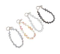 OATIPHO Lot de 4 Bracelets Porte-Clés pour Téléphone Portable en Perles de Cristal Détachables Couleurs Profond Violet Bleu Transparent Ambre Irisé et Noir Dragonne Anti-Perte