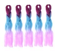 OATIPHO Lot De 5 Tresses Synthétiques Longues Pour Perruques Tresses Africaines Dégradé De Couleurs Fausses Tresses Bleues Fibres Chimiques Haute Température Soie De Yaka