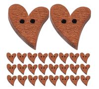 OATIPHO Lot de 50 Boutons en Bois de Cœur 2 Trous 16x20mm Mini Boutons Artisanaux pour Couture et Loisirs Créatifs Décoration Vêtements Paquet Garçon et Filles