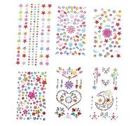 OATIPHO Lot De 6 Autocollants Strass Visage Petits Joyaux Corporels En Acrylique Multicolores Pour Festivals Et Maquillages Temporaires
