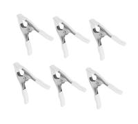 OATIPHO Lot de 6 Pinces à Ressort Robustes 10 CM en Nickel Plaqué avec Revêtement Protecteur Blanc Pince A Multi-Angles pour Travail Bois Couture Décoration et Maintien de Tissus