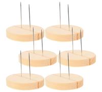 OATIPHO Lot de 6 set de Supports pour Poupées en Feutrine à L'Aiguille Base en Bois Ronde 5 CM Épaisseur 1 CM Aiguilles Métalliques Doubles Courtes Support de Bureau Stable pour