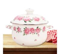 OATIPHO Marmite à Soupe Émaillée 20 CM à Double Anse Fond Plat pour Cuisson Directe sur Grill 2,3 L Capacité