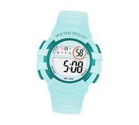 OATIPHO Montre-Bracelet Numérique pour Garçon Et Filles Noctilucente, Étanche en TPU, Ajustable Unisexe, Anti-Chocs, Adaptée Usage Scolaire Et Sportif, Coque Bleu Clair Et Cercle Vert