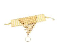 OATIPHO Multi-layer Metal Hand Chain Bracelet For Women Ethnic Egyptian Style Cuff Bangle With Finger Ring Alloy Wrist Jewelry For Dance And Celebrations