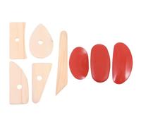 OATIPHO Outils de Modelage Argile 8 Pièces - Ensemble 5 Instruments en Bois et 3 Raclettes en Caoutchouc, Facile à Utiliser pour Sculpture sur Argile Autodurcissante et Modelage -