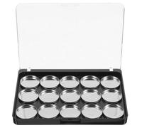 OATIPHO Palette de Fards à Paupières Magnétique Vide Petit Format Plastique Noir Brillant DIY pour Femmes Utilisation Voyage 15 Compartiments Ronds en Métal