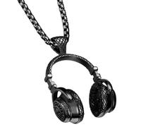 OATIPHO Pendentif De Casque De Musique Rock Accessoire De Manche En Acier Titane Collier De Casque Chaîne De Cou Pour Hommes Bijoux Du Cou Silver Alliage