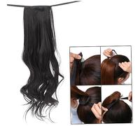 OATIPHO Perruque Bouclée Femme Ruban Cordon Postiche Cheveux Naturel Ondulé Extensions Cheveux Noir Naturel