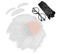 OATIPHO Perruque Scientifique Blanche Pour Costume De Vieil Homme Avec Moustache Et Sourcils Pour Cosplay Halloween Et Soirées à Thème