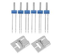 OATIPHO Pieds Presseurs pour Machine à Coudre Double Aiguille en Acier Inoxydable 9 Rainures pour Plis Nervurés Lot de 2 sets de Ensembles Compatibles Machines Domestiques Outils de