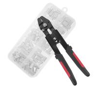 OATIPHO Pince à Sertir en Acier Inoxydable Double Anneaux Aluminium, Kit de 150 Viroles 8 de 8, Outil de Sertissage de Câbles Fil Acier pour Pêche et Travaux Extérieurs, Poignée