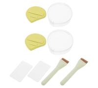 OATIPHO Pinceau Plat Biseauté pour Fond de Teint Liquide Houppette à Poudre Palette de Mélange et Boîte à Poudre Blanche - Kit Complet pour Maquillage Précis et Estompage Outil