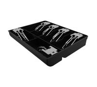 OATIPHO Plateau de Caisse 6 Compartiments en Plastique Rigide Tiroir-Caisse Clip Métallique Organisateur de Monnaie pour Commerces Boutiques et Bureaux Trieur de Billets Pratique et