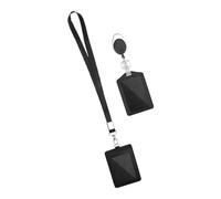 OATIPHO Porte-Cartes d'Identité Suspendu en PU Mousqueton en Alliage de Zinc Porte-Badge Étanche Porte-Cartes d'Accès et Élève Lanière Résistante pour Cartes Professionnelles et Badges