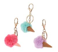 OATIPHO Porte-clés Glace Peluche Lot 3 Pièces Pelucheux Coloré Porte-clés Paquet Décoratif Garçon et Filles Accessoire Paquet à Main Hochet Petit Format Léger