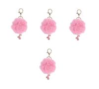OATIPHO Porte-clés tulipe avec breloques de la chaussure anneaux en cuir synthétique Possédant un sac pompon porte-clés en vrac en peluche S avec pompons Peluche rose, Rosax4 unités, 15CMx4pcs