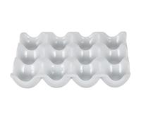 OATIPHO Porte-œufs en Céramique Blanc 12 Compartiments Stable et Design Rainuré, Plateau Léger pour Camping et Conservation des Œufs Frais