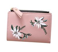 OATIPHO Portefeuille Multifonction pour Femme Brodé à Glissière, Tissu Résistant, Capacité Multi-Cartes, Format Vertical, Usage Quotidien Et Poche Pantalon, Coloris Rose Foncé