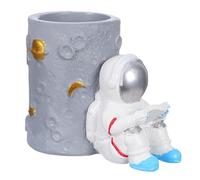 OATIPHO Pot à crayons créatif en résine Figurine d'astronaute Gris argenté Organisateur de bureau multifonction pour stylos et accessoires Décoration artisanale Convient pour