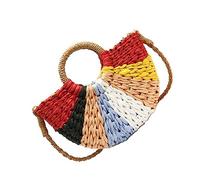 OATIPHO Sac à bandoulière en raphia coloré, pratique et résistant pour une utilisation estivale et des réunions d'affaires