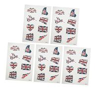 OATIPHO Tatouages Temporaires Décoratifs Visage Drapeau Britannique Lot de 5 Sets de Pièces Taille Unique Autocollants Pratiques pour Fans Supporters Événements Sportifs