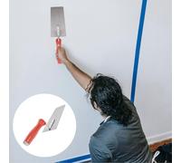 OATIPHO Truelle à Mastic en Acier Manganèse Manche Plastique Antidérapant Rouge Spatule de Finition Plate pour Plâtre et Enduit Outil de Plâtrier pour Cloisons Sèches et Briques